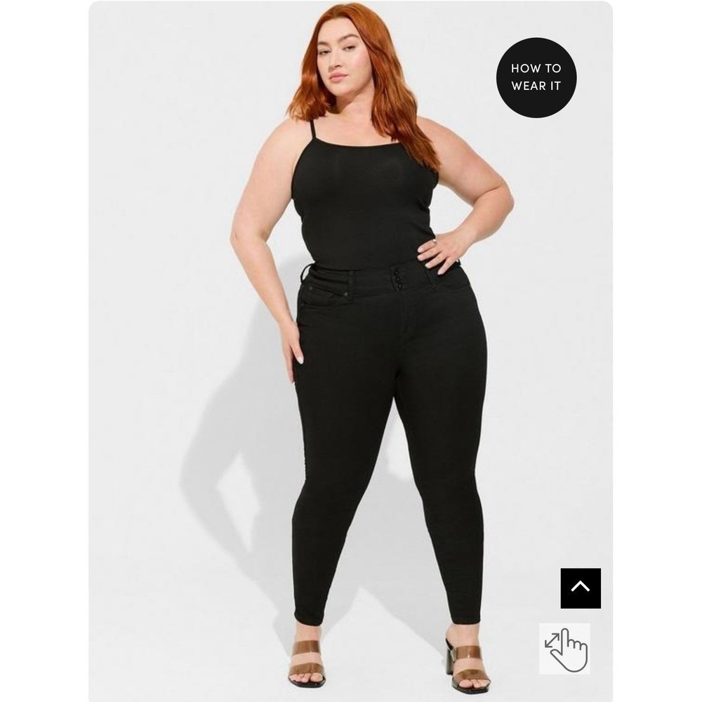 Torrid 18S Super Stretch‎ High Rise Jeggings Black Skinny Jeans Short
